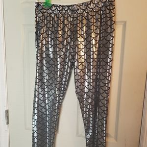 Lotus Leggings Silver Mermaid Print